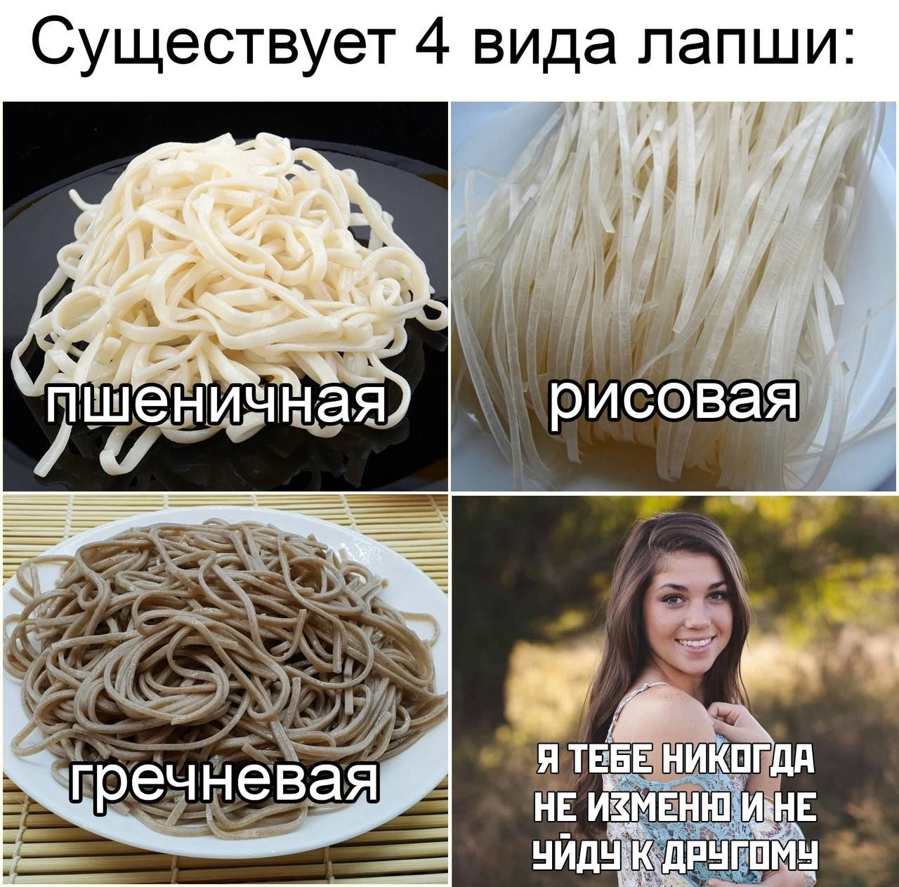 Существует 4 вида лапши