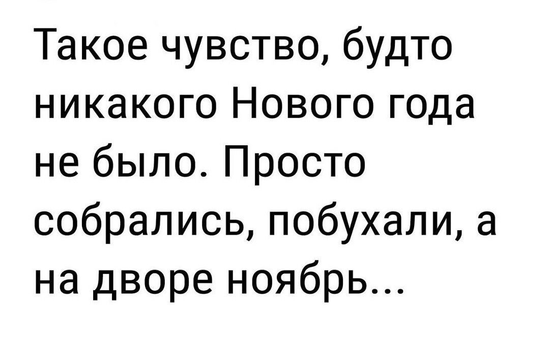 Такое чувство будто никакого Нового года не было Просто собрались побухали а на дворе ноябрь