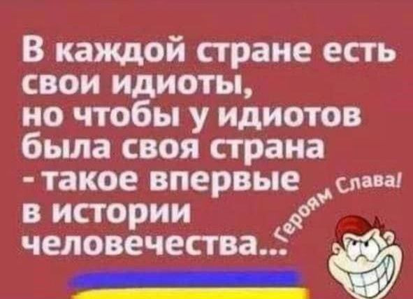 В каждой стране есть свои идиоты но чтобы у идиотов была своя страна такое впервые дла аг в истории д человечества