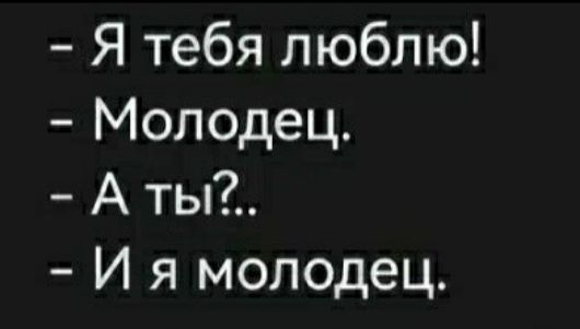 Я тебя люблю Молодец А ты И я молодец