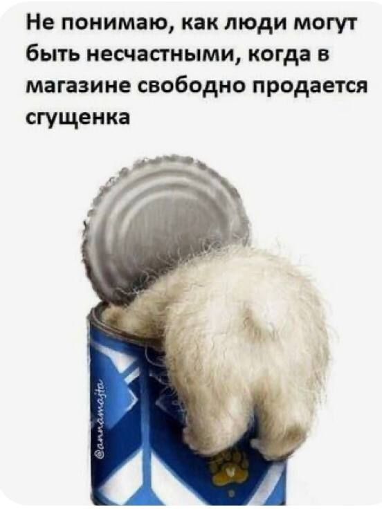 Не понимаю как люди могут быть несчастными когда в магазине свободно продается сгущенка