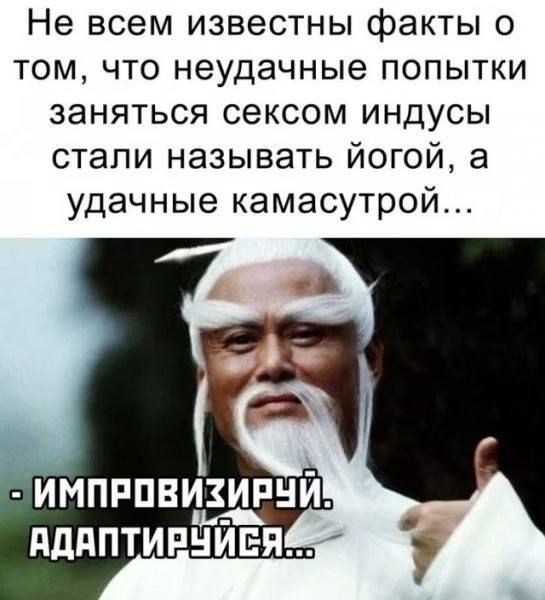 Не всем известны факты о том что неудачные попытки заняться сексом индусы стали называть йогой а удачные камасутрой