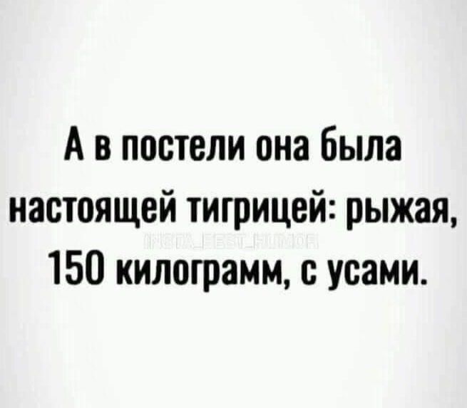 А в постели она была настоящей тигрицей рыжая 150 килограмм с усами