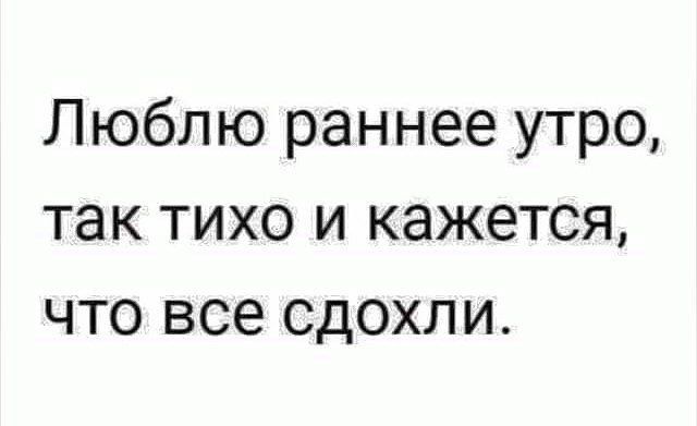 Люблю раннее утро так тихо и кажется что все сдохли