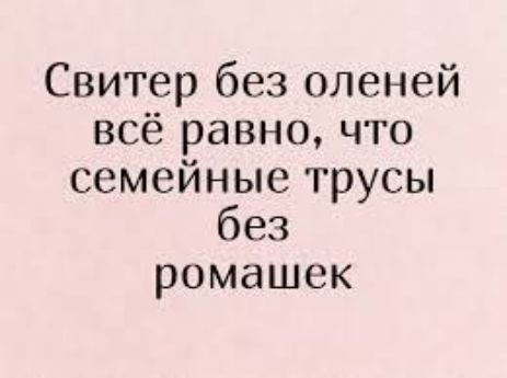 Свитер без оленей всё равно что семейные трусы без ромашек