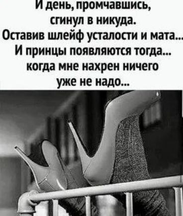 день промчавшись сгинул в никуда Оставив шейф усталости и мата И принцы появляются тогда когда мне иахреи ничего уже не надо