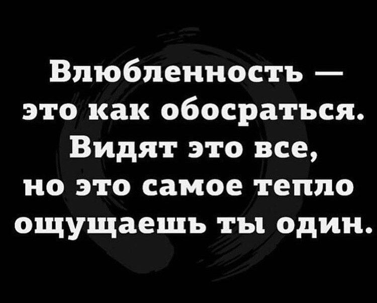 Влюбленность это как обосраться Видят это все но это самое тепло ощущаешь ты один