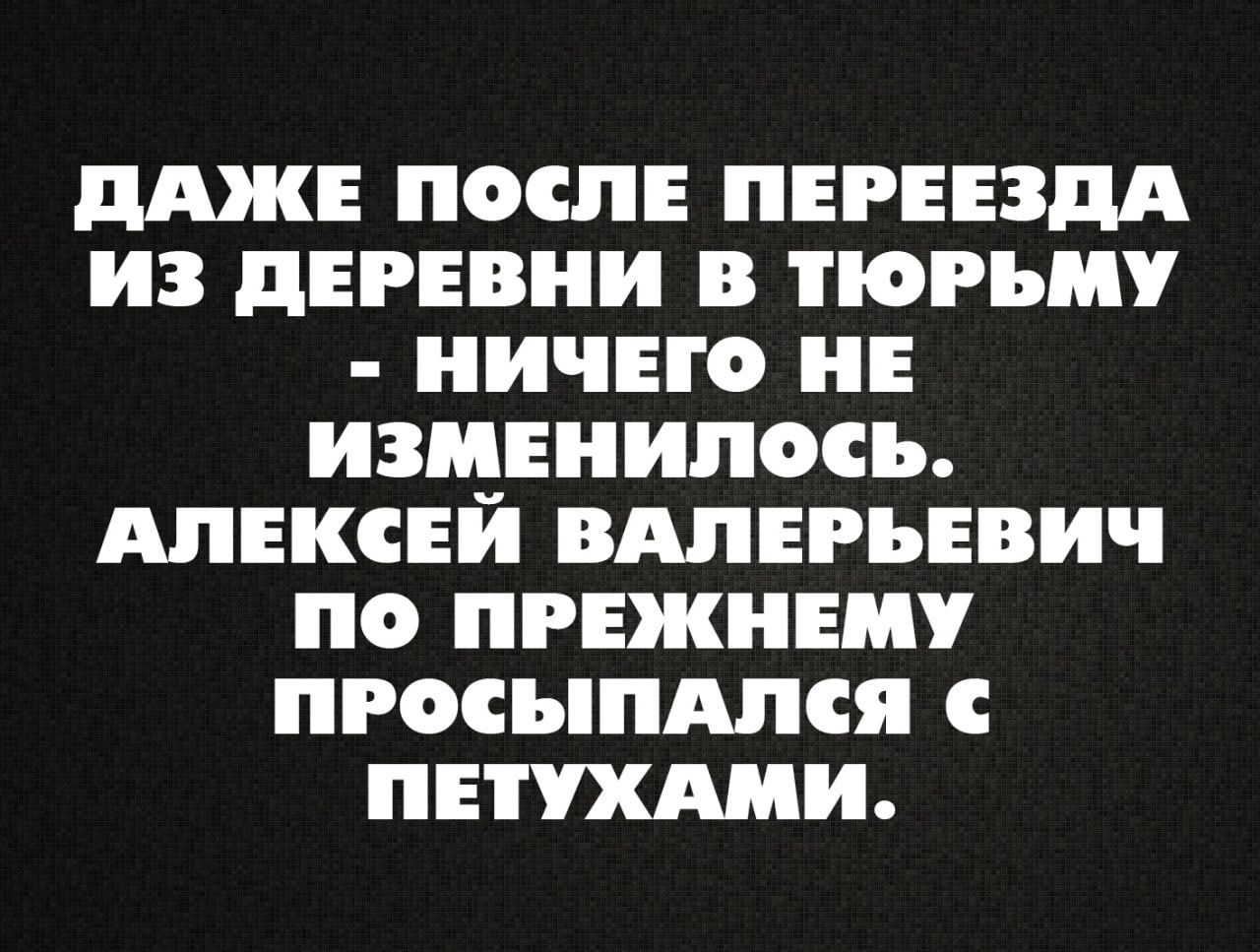 МЖЕ ПОСЛЕ ПЕРЕЕЗМ ИЗ дЕРЕВНИ В ТЮРЪМУ НИЧЕГО НЕ ИЗЦЕНИЛОСЪ АЛЕКСЕИ ВАЛЕРЪЕВИЧ ПО ПРЕЖНЕМ ПРОСЬіПАПСЯ С ПЕТШМИ
