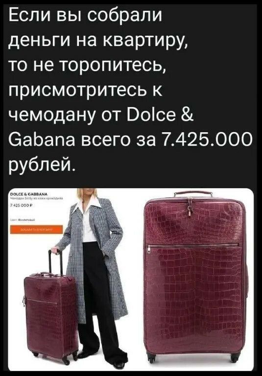 Если вы собрали деньги на квартиру то не торопитесь присмотритесь к чемодану от Воісе еаЬапа всего за 7425000 рублей