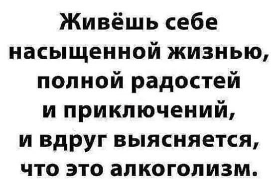 Живёшь себе насыщенной жизнью полной радостей и приключений и вдруг выясняется что это алкоголизм