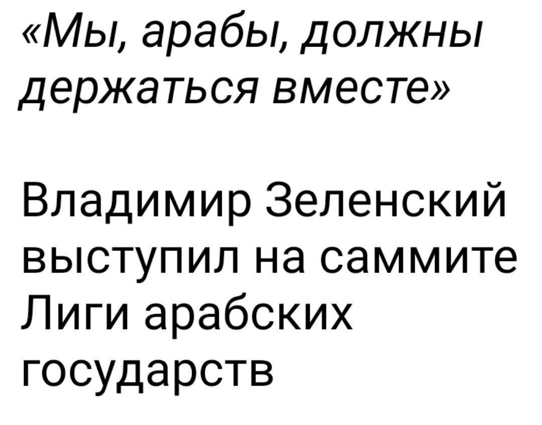 Мы арабы должны держаться вместе Владимир Зеленский выступил на саммите Лиги арабских государств