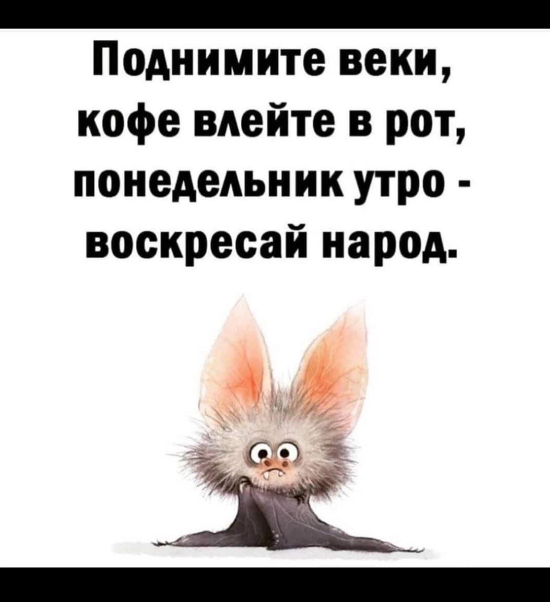 Поднимите веки кофе влейте в рот понедельник утро воекресай народ і