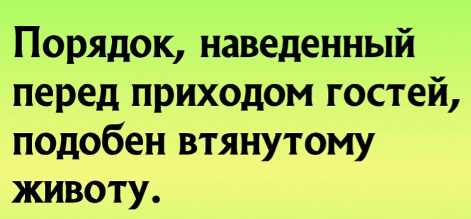 Порядок наведенный перед приходом гостей подобен втянутому животу