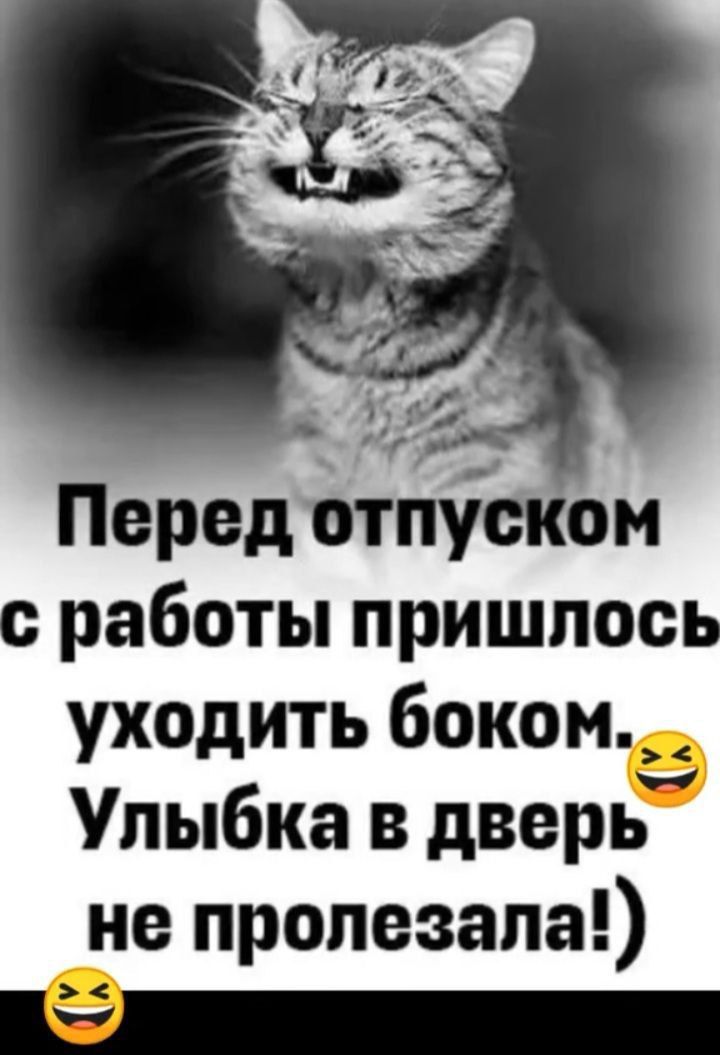 Перед отпуЪком работы пришлое уходить бокомэ Улыбка в дверь не пропезапа