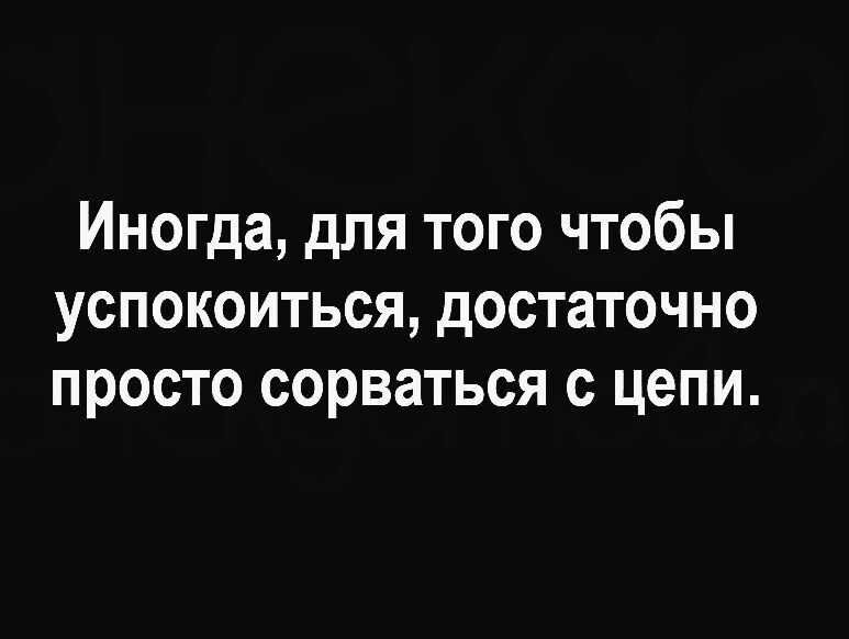 Иногда для того чтобы успокоиться достаточно просто сорваться с цепи