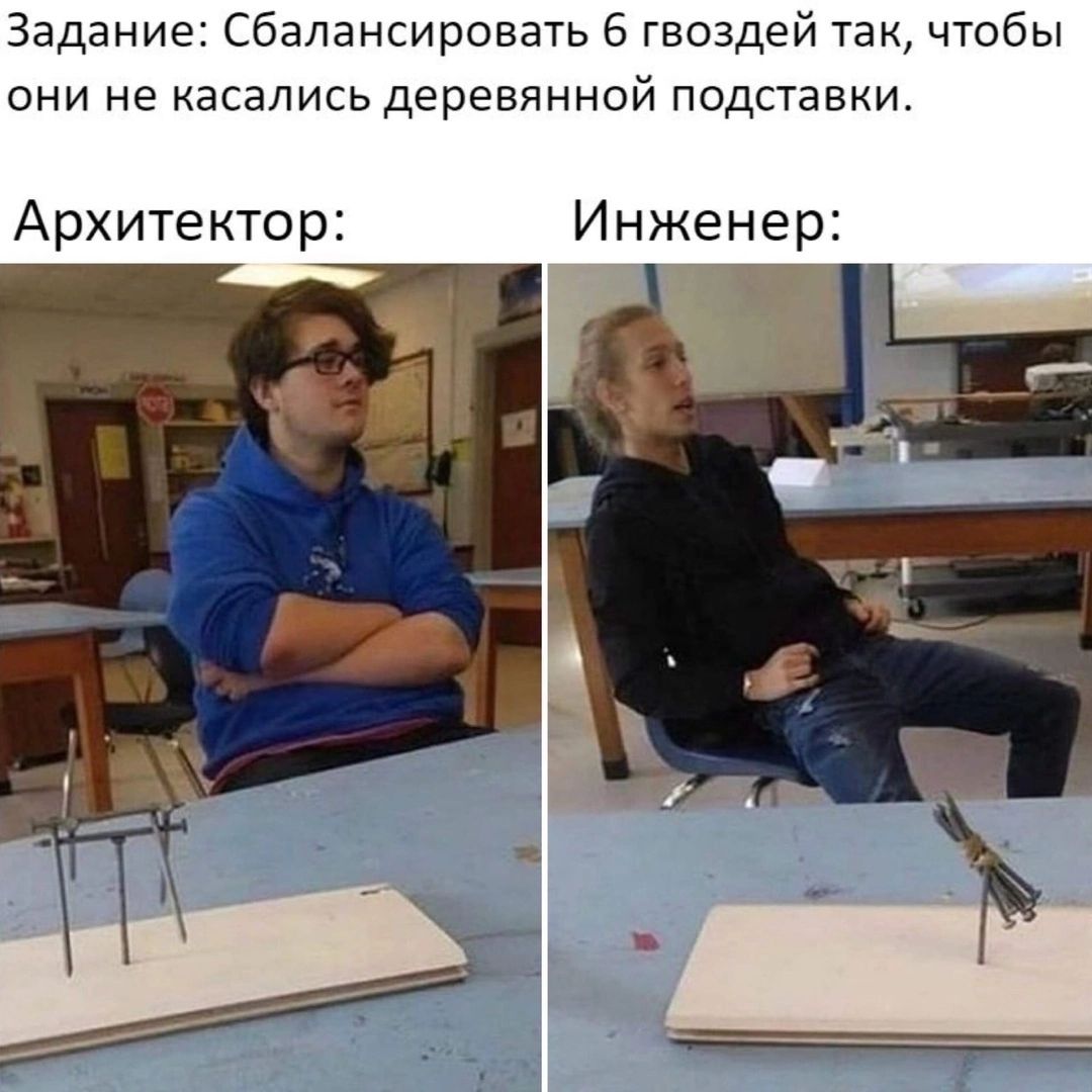 Задание сбалансировать 6 гвоздей так чтобы они не касались деревянной подставки Архитектор Инженер