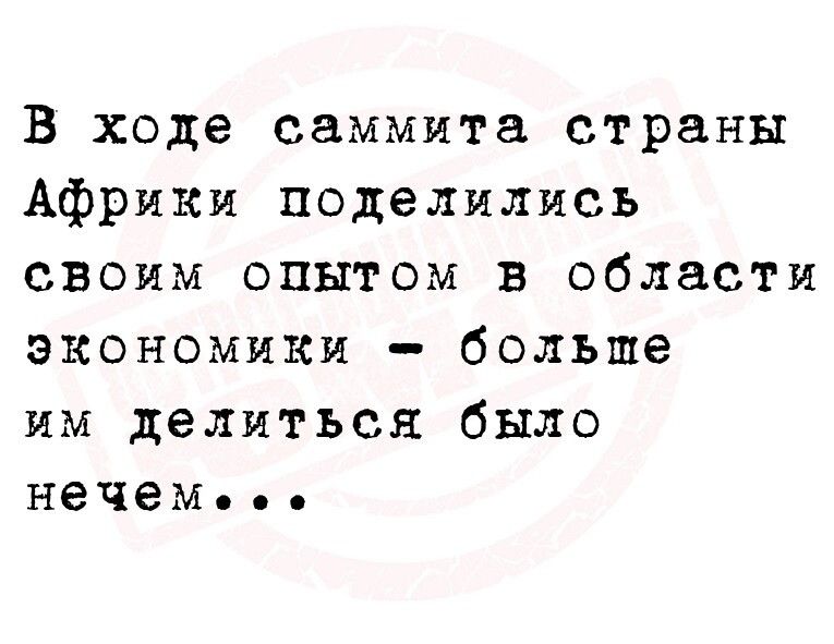 В ходе саммита страны Африки поделились своим опытом в области экономики больше им делиться было нечем