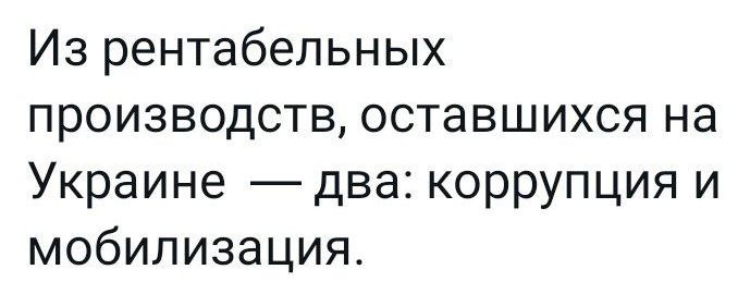 Из рентабельных производств оставшихся на Украине два коррупция и мобилизация
