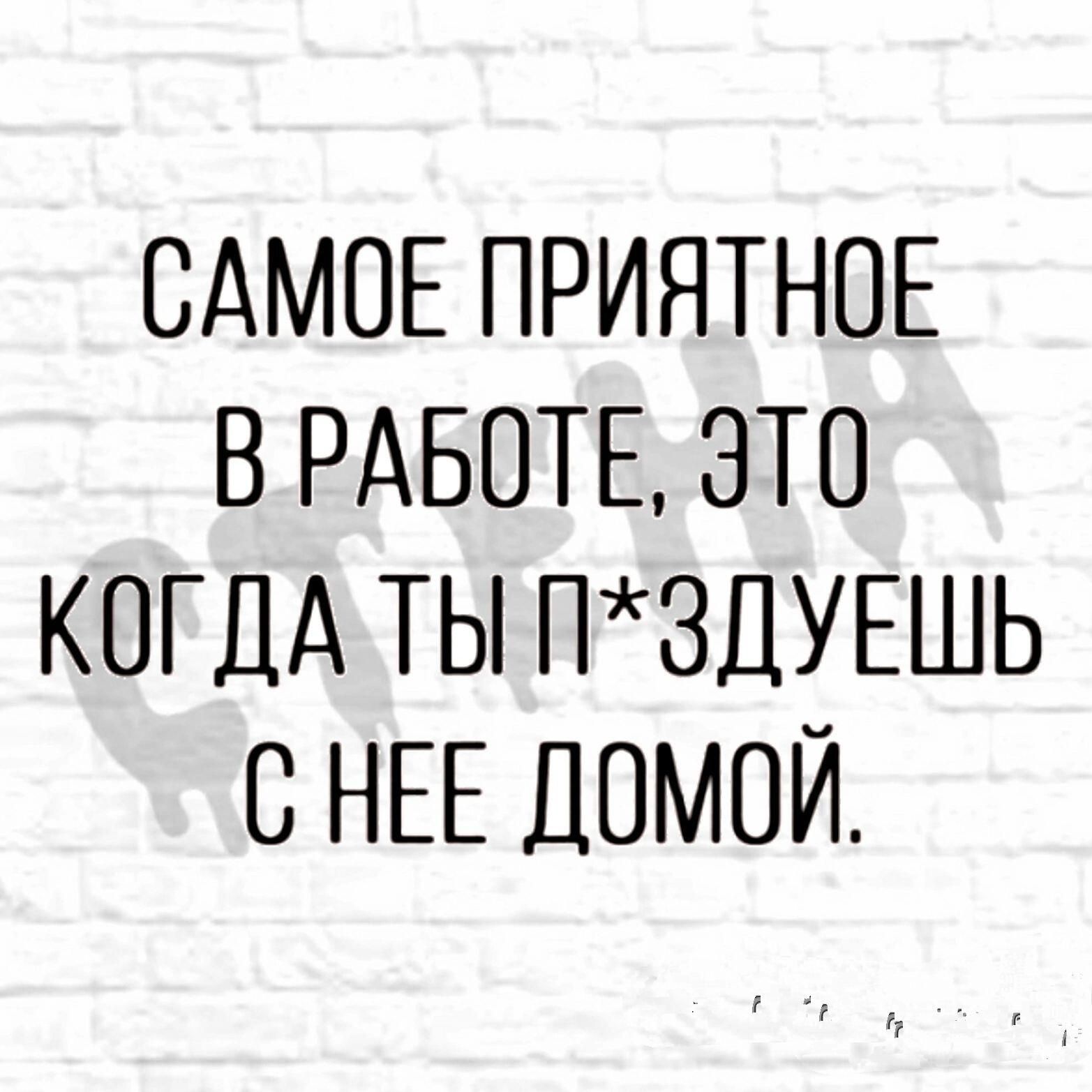 САМОЕ ПРИЯТНОЕ В РАБОТЕ ЭТО КОГДА ТЫ П3ДУЕШЬ С НЕЕ ДОМОЙ