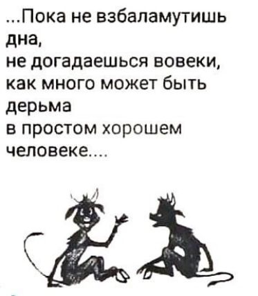 Пока не взбаламутишь дна не догадаешься вовеки как много может быть дерьма в простом хорошем чеповеке А С