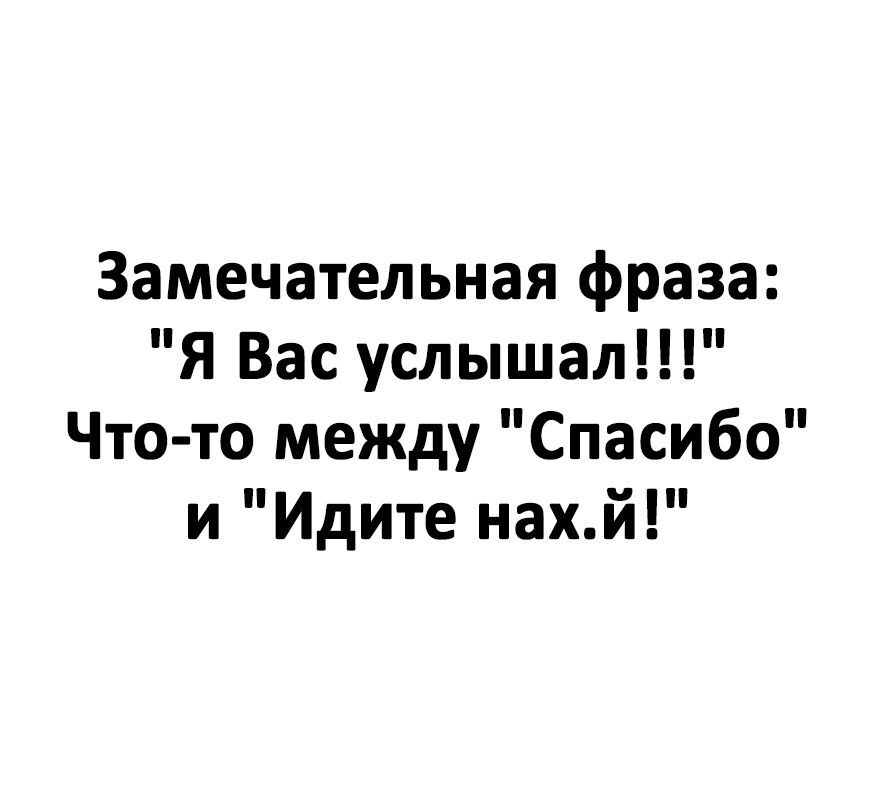 Замечательная фраза я Вас услышал Что то между Спасибо и Идите нахй