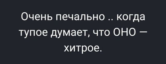 Очень печально когда тупое думает что ОНО хитрое