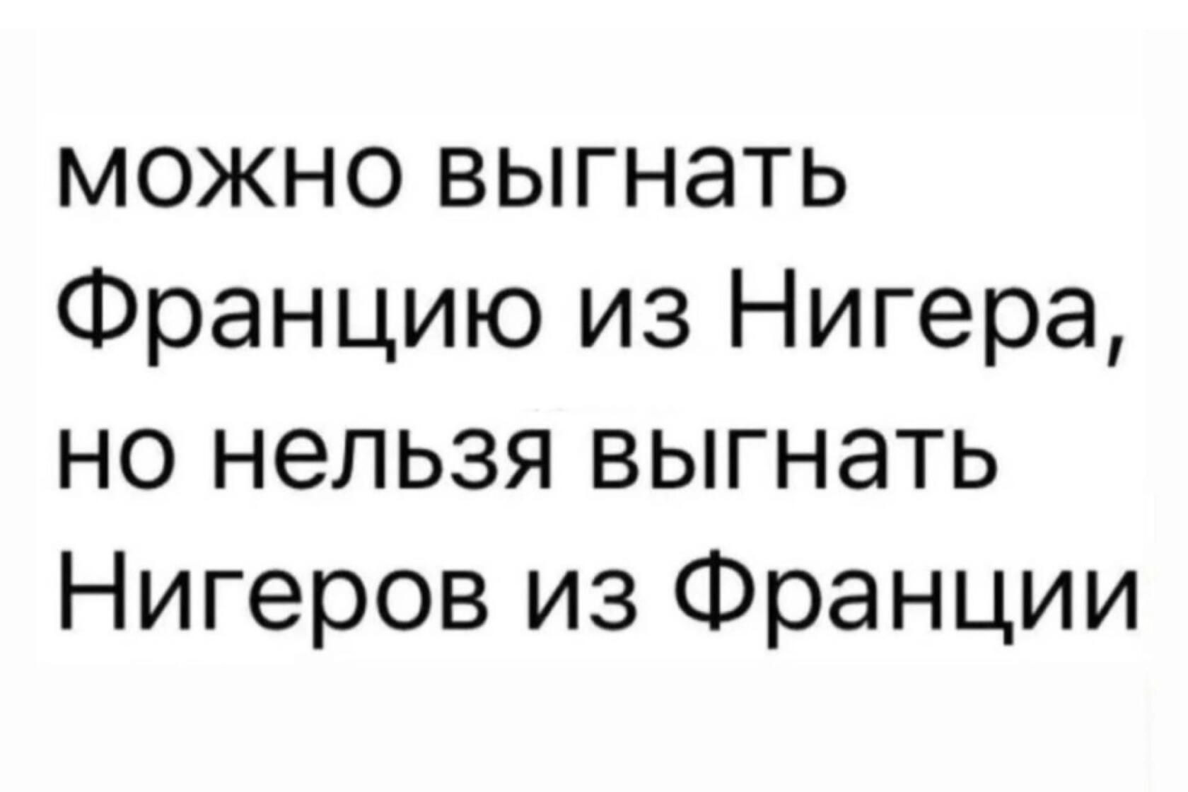 можно выгнать Францию из Нигера но нельзя выгнать Нигеров из Франции