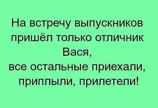 На встречу выпускников пришёл только отличник Вася все остальные приехали приплыли прилетели