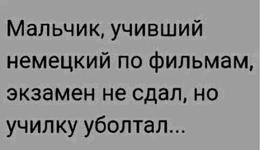 Мальчик учивший немецкий по фильмам экзамен не сдал но училку уболтал