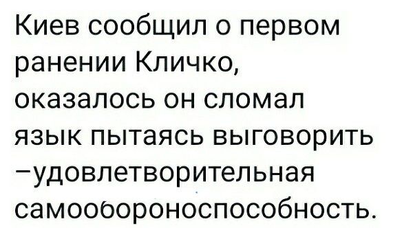 Киев сообщил о первом ранении Кличко оказалось он сломал язык пытаясь выговорить удовпетворительная самоооороноспособность