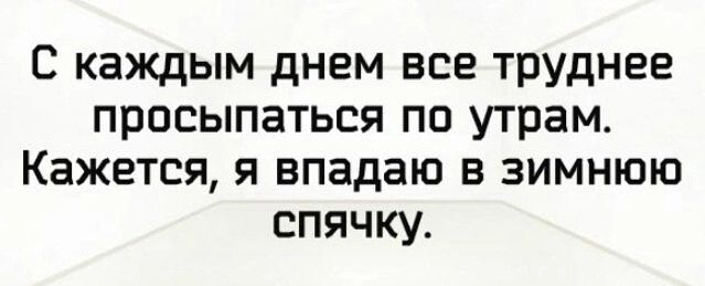 С каждым днем все труднее просыпаться по утрам Кажется я впадаю в зимнюю спячку