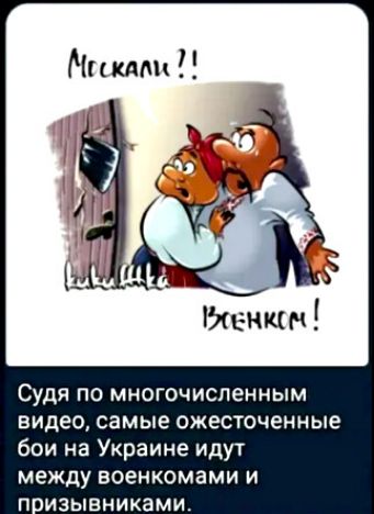 Михлин Судя по многочисленным видео самые ожесточенные бои на Украине идут между военкомами и п изывниками