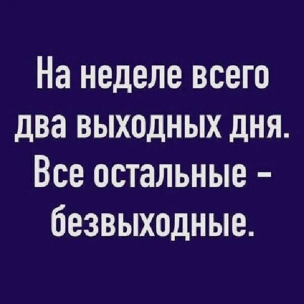 На неделе всего два выходных дня Все остальные безвыходные