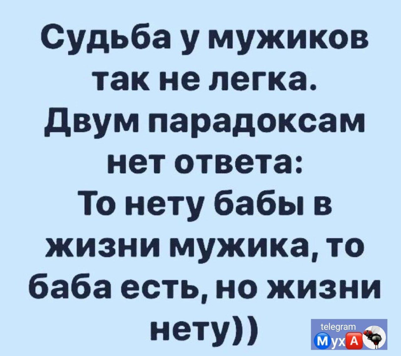 Судьба у мужиков так не легка двум парадоксам нет ответа То нету бабы в жизни мужика то баба есть но жизни нету