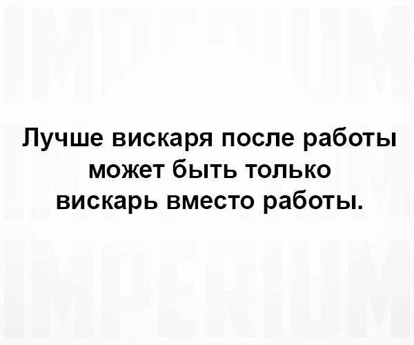 Лучше вискаря после работы может быть только вискарь вместо работы