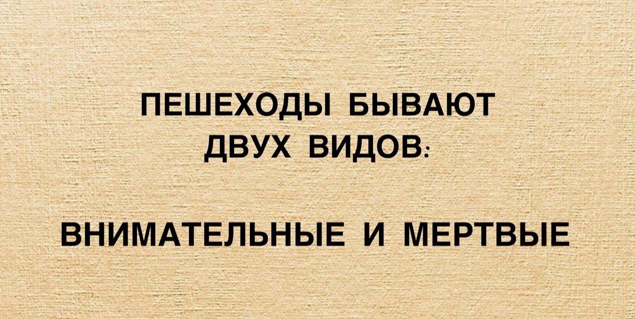 ПЕШ ЕХОДЫ БЫВАЮТ ДВУХ ВИДОВ ВНИМАТЕЛЬНЫЕ И МЕРТВЫЕ