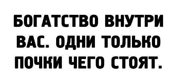 БОГАТСТВО ВНУТРИ ВАС ОДНИ ТОЛЬКО ПОЧКИ ЧЕГО СТОЯТ