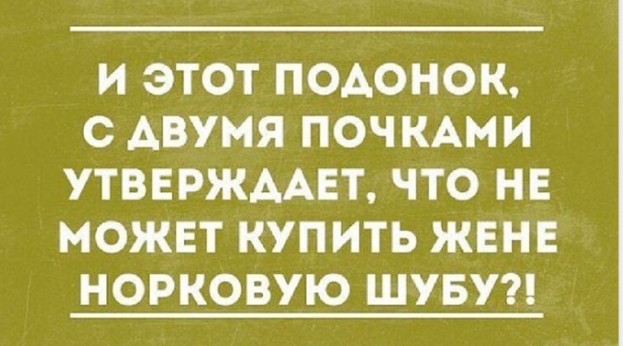 И ЭТОТ ПОАОНОК С АВУНЯ ПОЧКАМИ УТВЕРЖААЕТ ЧТО НЕ МОЖЕТ КУПИТЬ ЖЕНЕ НОРКОВУЮ ШУБУП