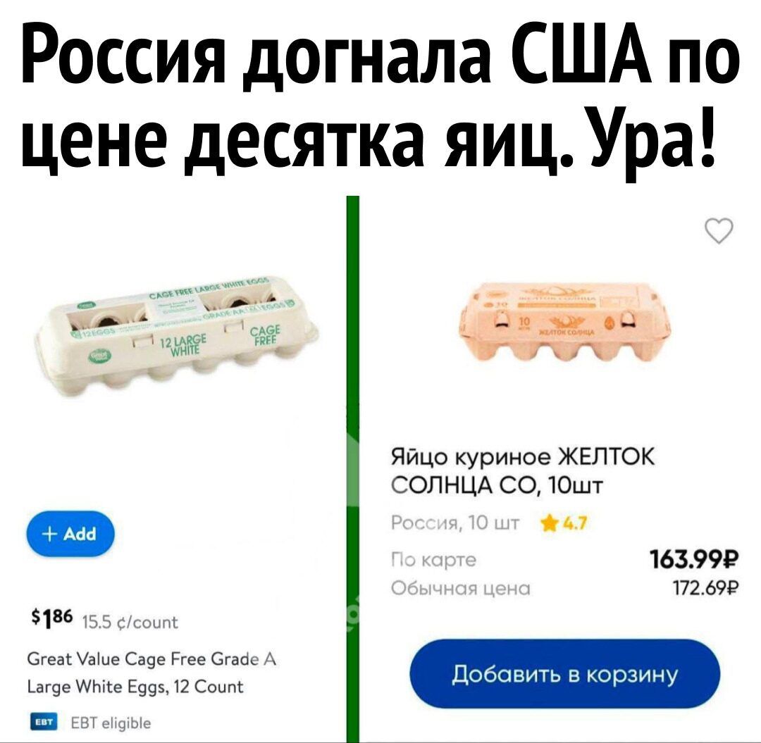 Россия догнала США по цене десятка яиц Ура Яйцо куриное ЖЕЛТОК сопнцд со Юшт 16397 тг