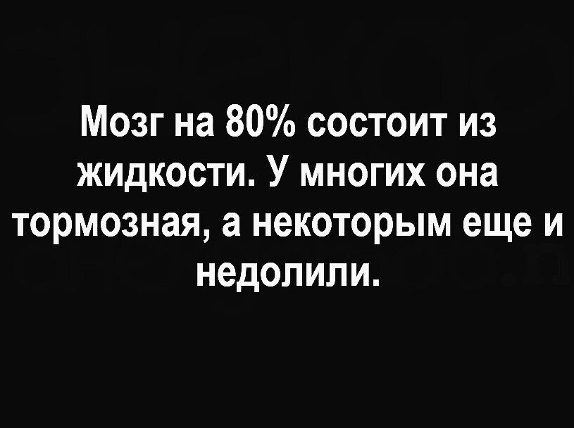 Мозг на 80 состоит из жидкости У многих она тормозная а некоторым еще и недолипи