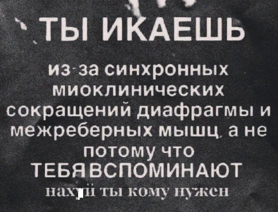 _ты иЫЕшь из за синхронных миоклинических сокращений диафрагмы и межреберных мышца не потому что ТЕБЯ ВСПОМИНАЮТ нахуй ты кому нужен