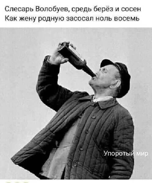 Слесарь Волобуев средь берез и сосен Как жену родную засосап ноль восемь
