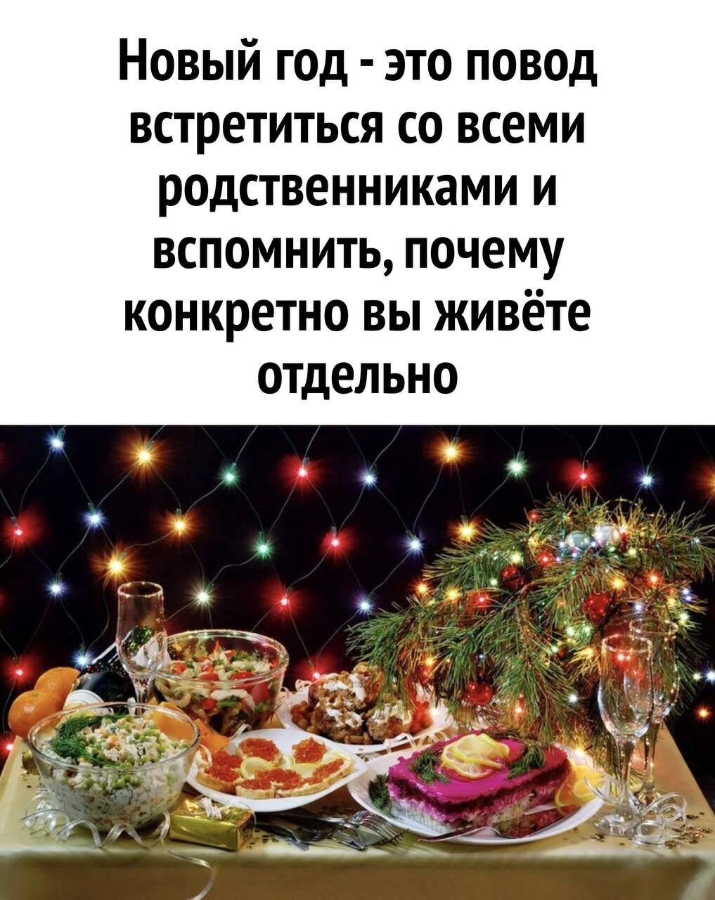 Новый год это повод встретиться со всеми родственниками и вспомнить почему конкретно вы живёте отдельно