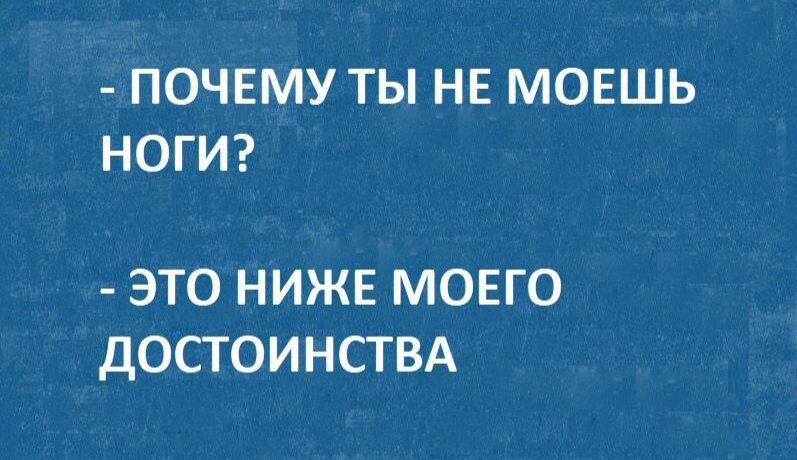 ПОЧЕМУ ТЫ НЕ МОЕШЬ НОГИ ЭТО НИЖЕ МОЕГО ДОСТОИНСТВА