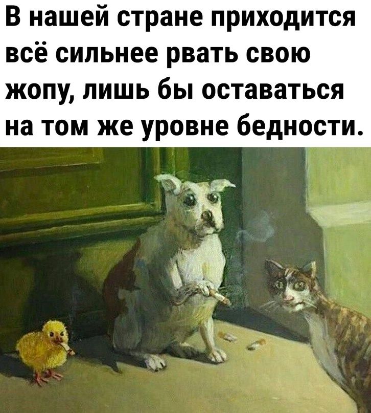 В нашей стране приходится всё сильнее рвать свою жопу лишь бы оставаться на том же уровне бедности