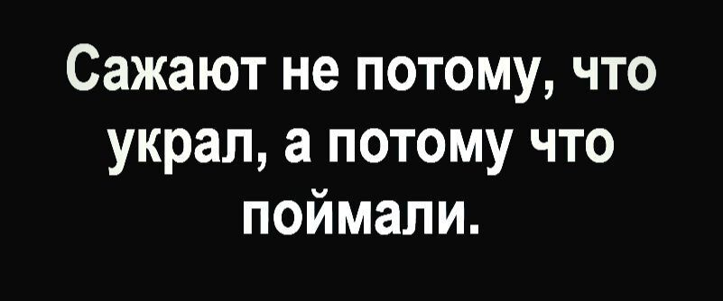 Сажают не потому что украл а потому что поймали