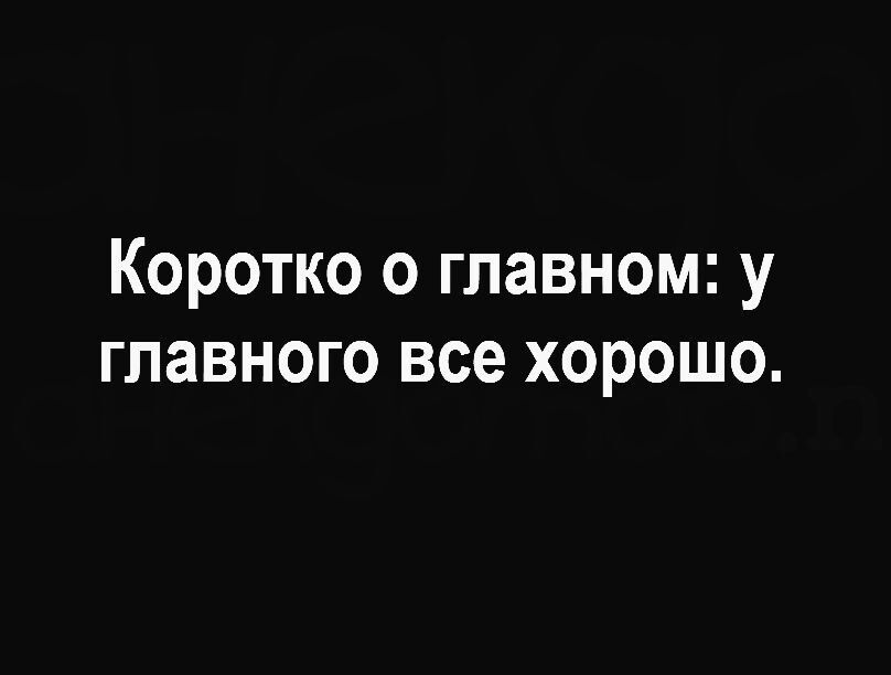 Коротко о главном у главного все хорошо