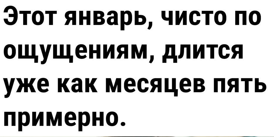 Этот январь чисто по ощущениям длится уже как месяцев пять примерно