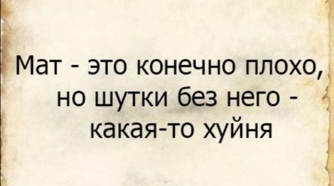 Мат это конечно плохо но шутки без него какаято хуйня