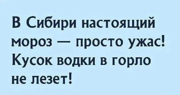 В Сибири настоящий мороз просто ужас Кусок водки в горло не лезет